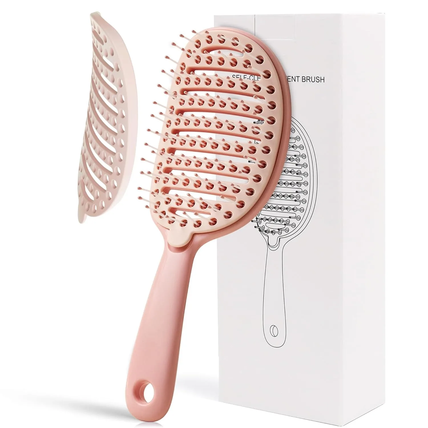 Volumengebende Haarbürste mit eingebauter Reinigung, Styling-Massage, Akupunkt-Haarfeder, Knochen, Luftkissenkamm für Schönheit und Gesundheit Image