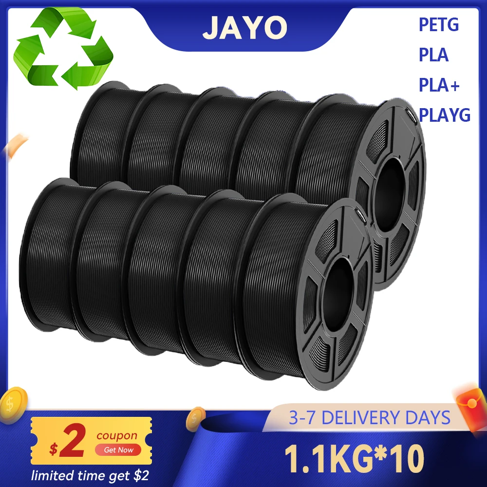 JAYO 5/10 Rollen 3D PETG/PLA/PLA+/PLA Matte Drucker Filament 1,75mm Keine Blase 3D Druck Materialien für 3D Drucker & 3D Stift Image