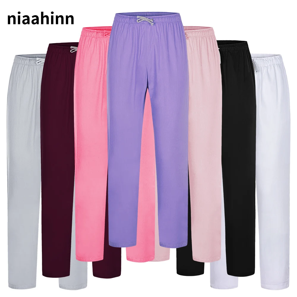 Reine Farbe Scrubs Hosen Krankenschwester Zubehör Labor OP-Hosen Unisex Haustier Arzt und Krankenschwester Uniform Arbeitshose Arzt Hosen