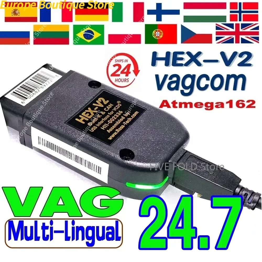 VAG COM HEX-V2 Scanner 2025, Modell | V24.7 Version Mehrsprachiges OBD2-Diagnosetool-Kabel für Audi/Skoda/Volkswagen-Autos Image