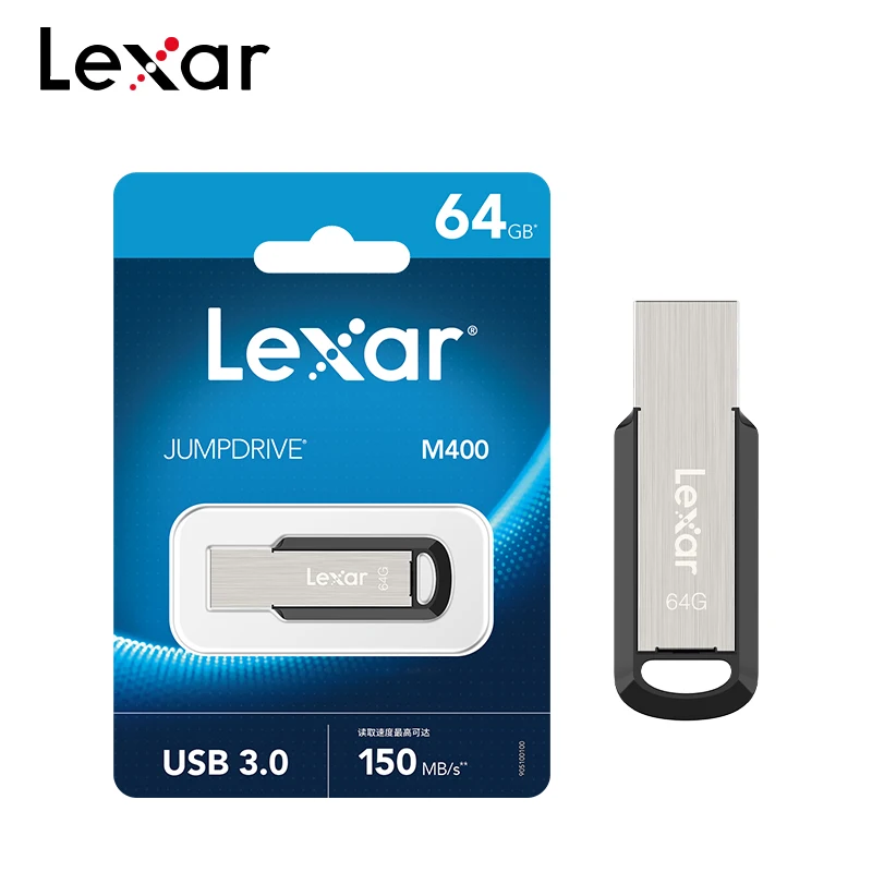 Original Lexar JumpDrive M400 USB 3.0 Flash-Laufwerk 32GB Lesegeschwindigkeit max. 130MB/s Speicherstick 64GB 128GB 256GB Metall-USB-Stick für PC Image