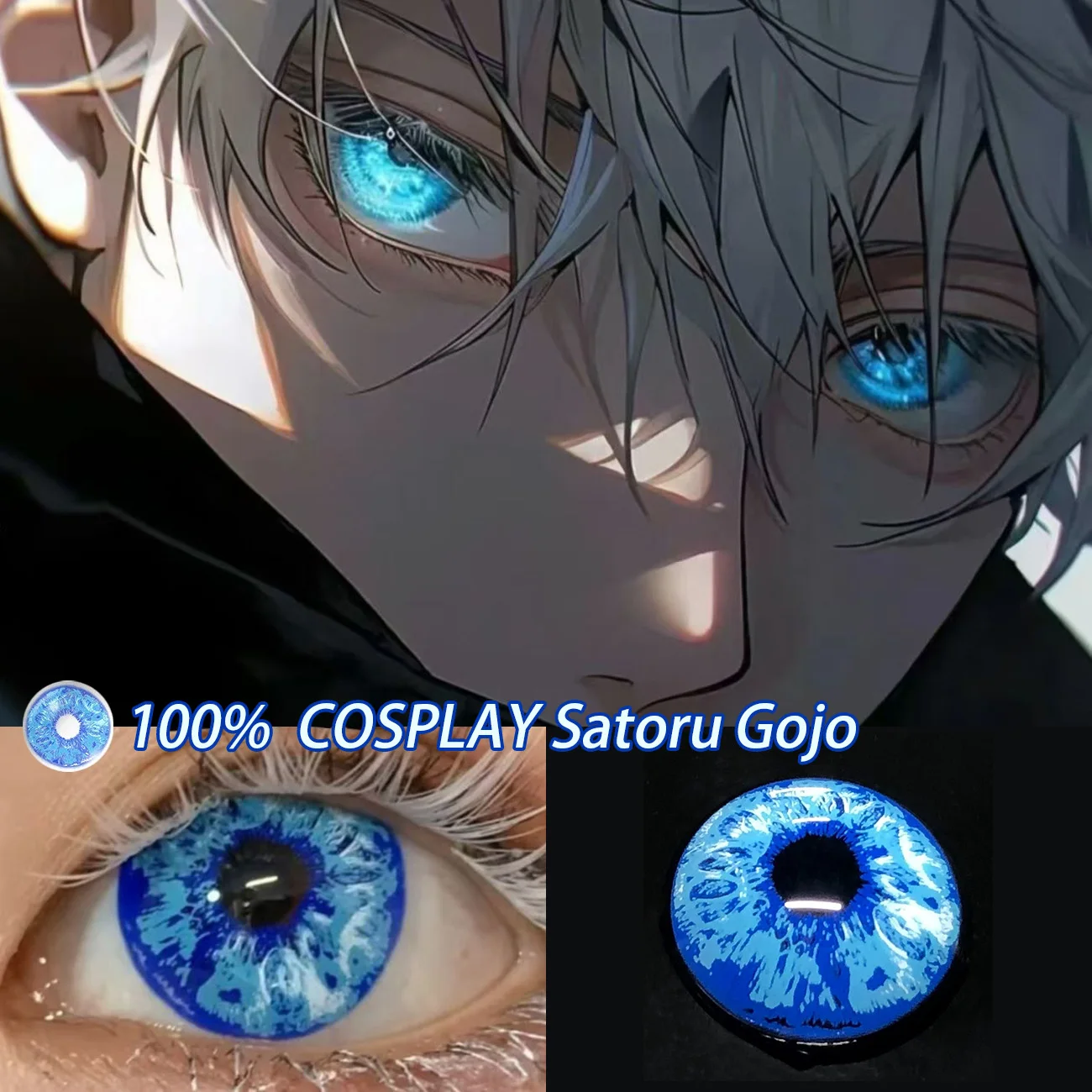 JeweLens 1 Paar Satoru Gojo Cosplay blaue Farbe Kontaktlinsen Jujutsu Kaisen Anime Softlens 14,5 mm Image