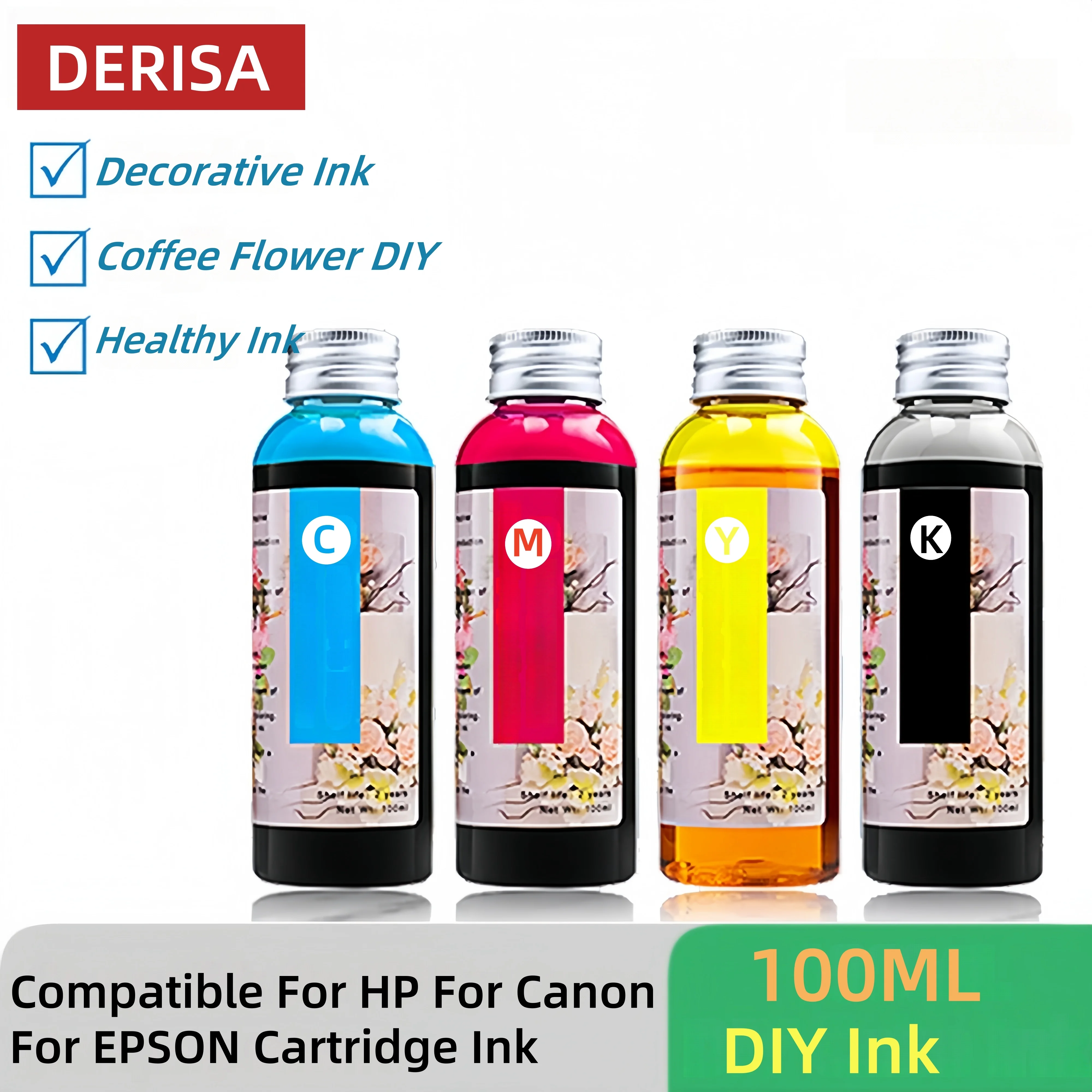 Dekorative Tinte für Canon für Epson für HP All Brand Coffee Art Latte Drucker Maschine Drucken auf Kuchen Trinken Rose Blume Tinte Image