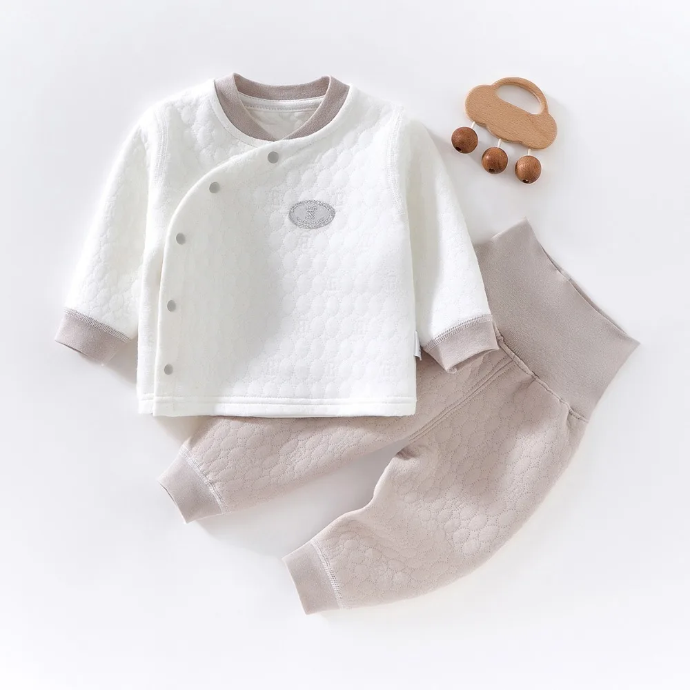 Herbst Winter Thermo-Unterwäsche Anzug Baby Kleidung Sets Jungen Mädchen Pyjama Sets Baby Nachtwäsche 2-teiliges Set von Hosen mit Hoher Taille Image