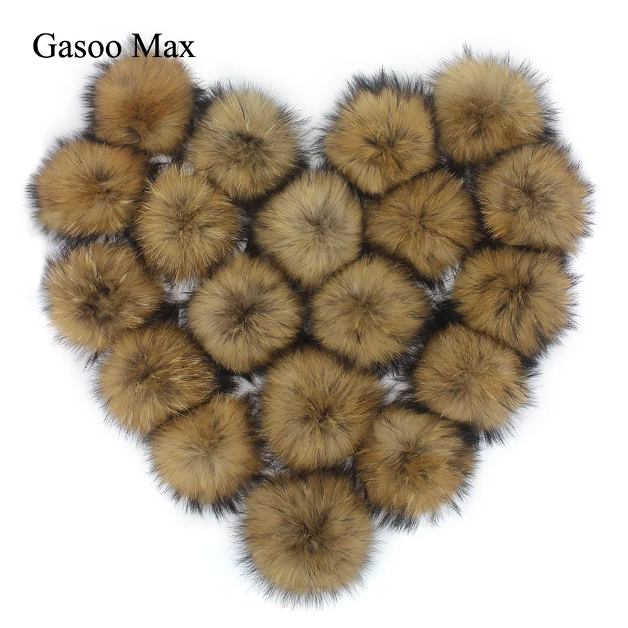 20 teile/los DIY 15 cm Echt Waschbären Pelz Pompoms Pelz Kugeln für Gestrickte Mützen Schlüsselbund Schals Schuhe Echtpelz Pom pom Großhandel Image