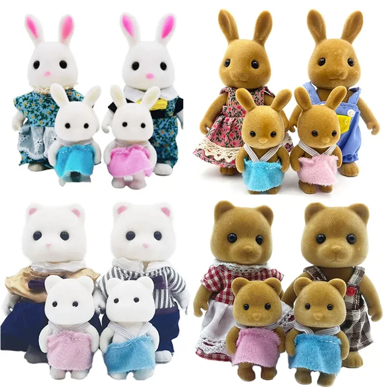 Wald Tier Familie 1/12 Puppenhaus Möbel Schlafzimmer Küche Badezimmer Set Miniatur Simulation Puppen Zubehör DIY Spielzeug Mädchen Image