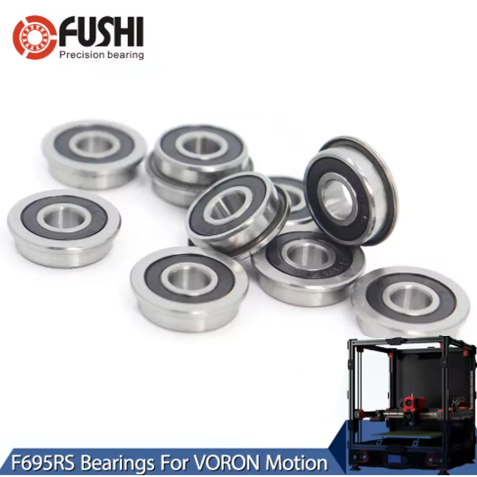 FUSHI F695 2RS Lager 5*13*4mm 10 Stücke ABEC-7 Flansch Miniatur F695 RS Kugellager F695RS Für VORON Mobius 2/3 2/4 3D Drucker Image