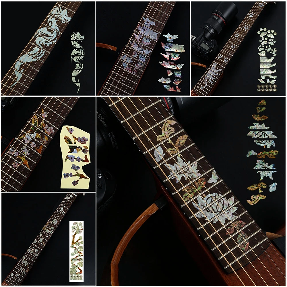 1PC Gitarre Griffbrett Ultra-Dünne Aufkleber Bass Dekorative Kreuz Decals Aufkleber Für Guitarra Musik Instrument Elektrische Gitarre Teil Image