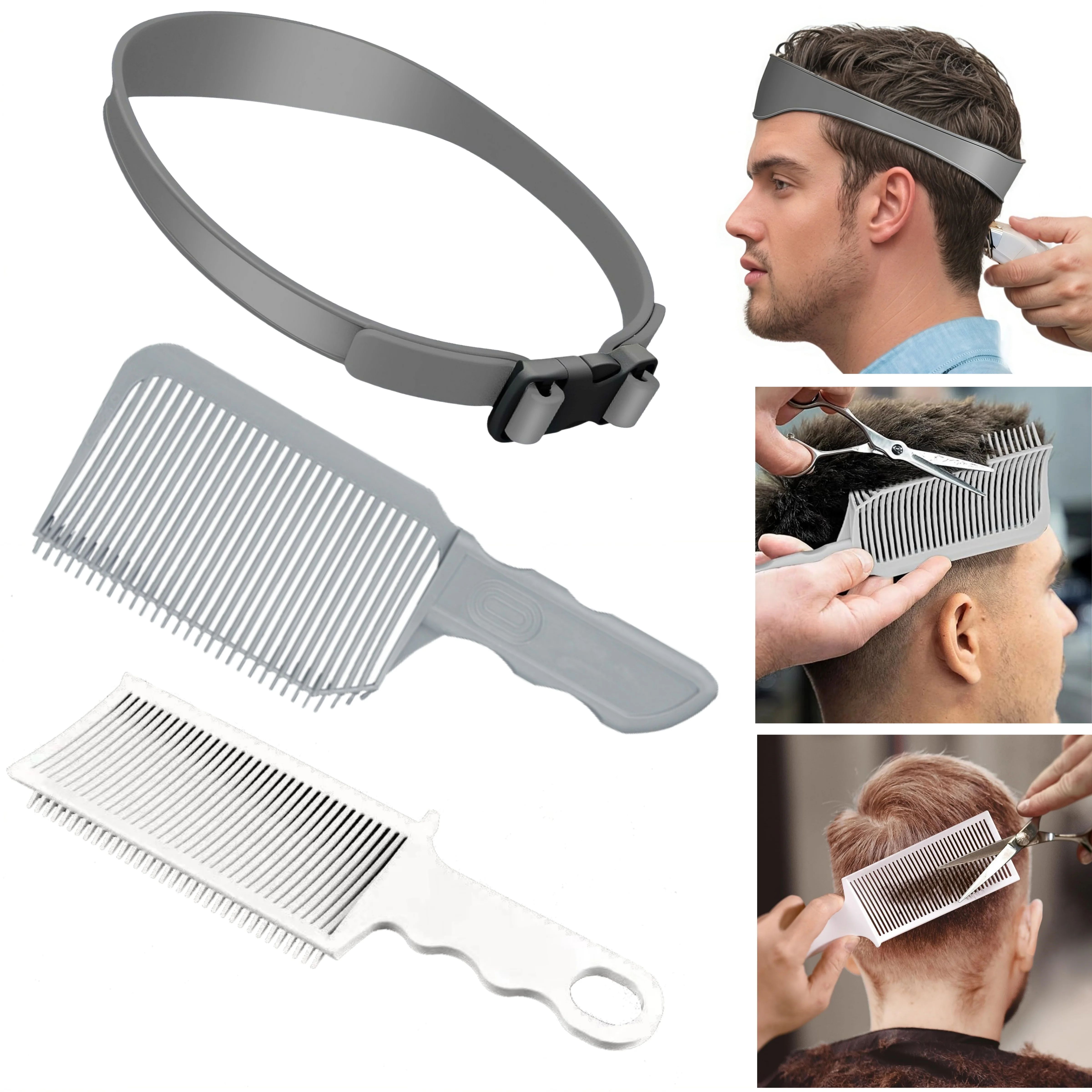 1/3Pcs Barber Haar Kamm Kit Flache Top Haar Schneiden Verblassen Styling Männer Verblassen Pinsel Einstellbare Stirnband Salon haar Werkzeug Zubehör Image