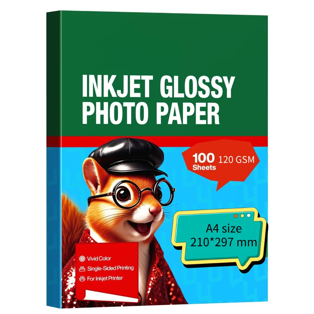 100 Blatt einseitiges, glänzendes A4-Fotopapier, 8,3 x 11,7 Zoll, wasserfestes Fotopapier für Tintenstrahldrucker für Menü-Flyer-Druck