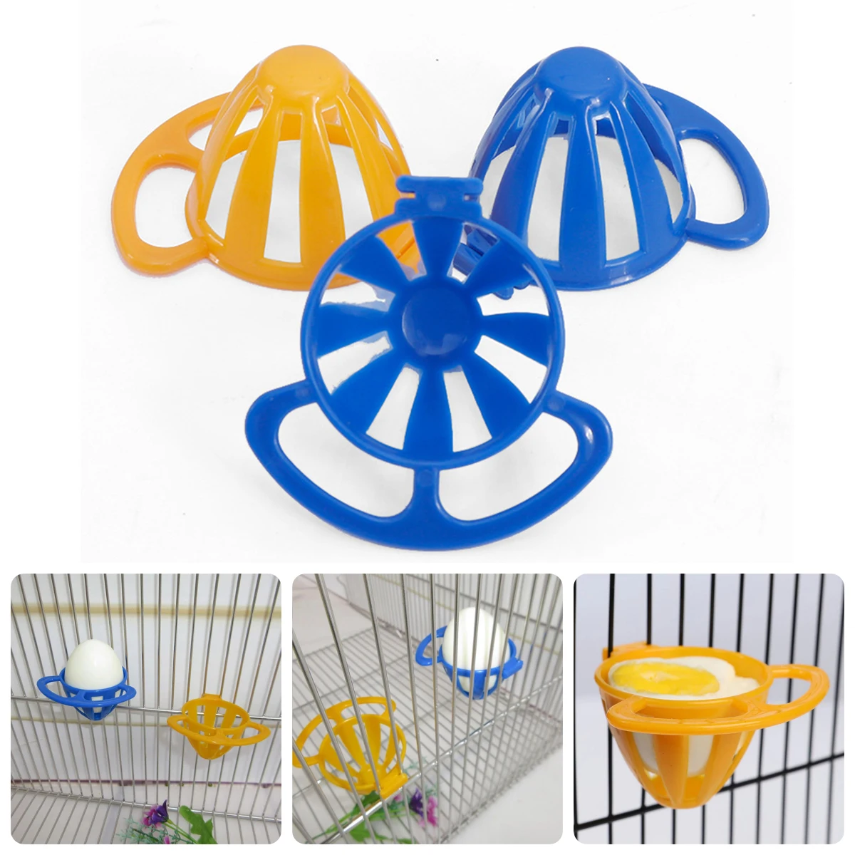 2Pcs Vogel Gemüse Obst Ei Feeder Hängenden Korb Papagei Kanarienvogel Taube Kunststoff Nest-form Lebensmittel Behälter Vogel käfig Zubehör Image