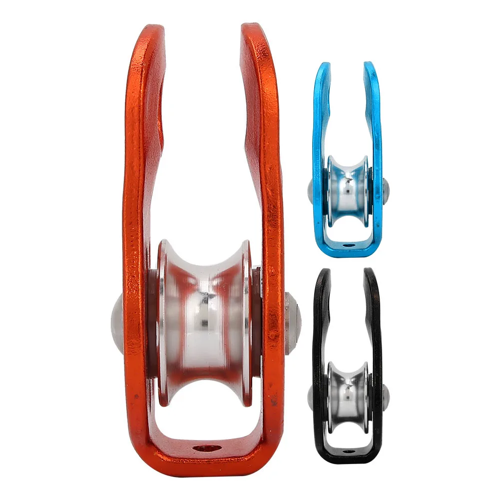 26KN Hochleistungs-Kletterrolle aus Aluminium, einzelnes drehbares Seilrollen-Set für 12-mm-Seil/Transport Image