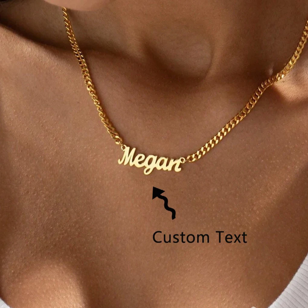 Personalisierte Namenskette aus 18-karätigem Gold mit Panzerkette, individuelle Gothic-Namenskette, Geburtstagsgeschenk für sie, Weihnachtsgeschenk für Sie