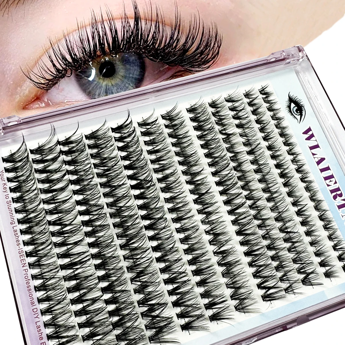 12 Reihen DIY 3D Flauschige Wimperncluster 160D/90D/30D Dicke Wimperncluster Wispy Einzelwimpern 10-18mm Cluster Wimpernverlängerung Image