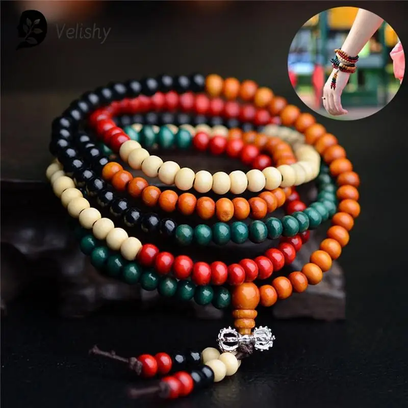 Gebetsperlen Mala 108 Perlen Armbänder 8 mm natürliches Sandelholz buddhistische Buddha Rosenkranz Perlen Unisex Herren Armbänder & Armreifen Schmuck Image
