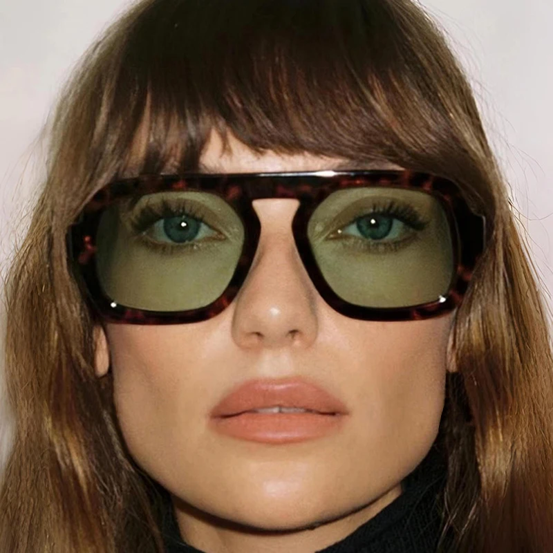SO&EI Retro Quadratische Sonnenbrille Frauen Mode Gradient Shades UV400 Männer Punk Blau Grün Sonnenbrille Image