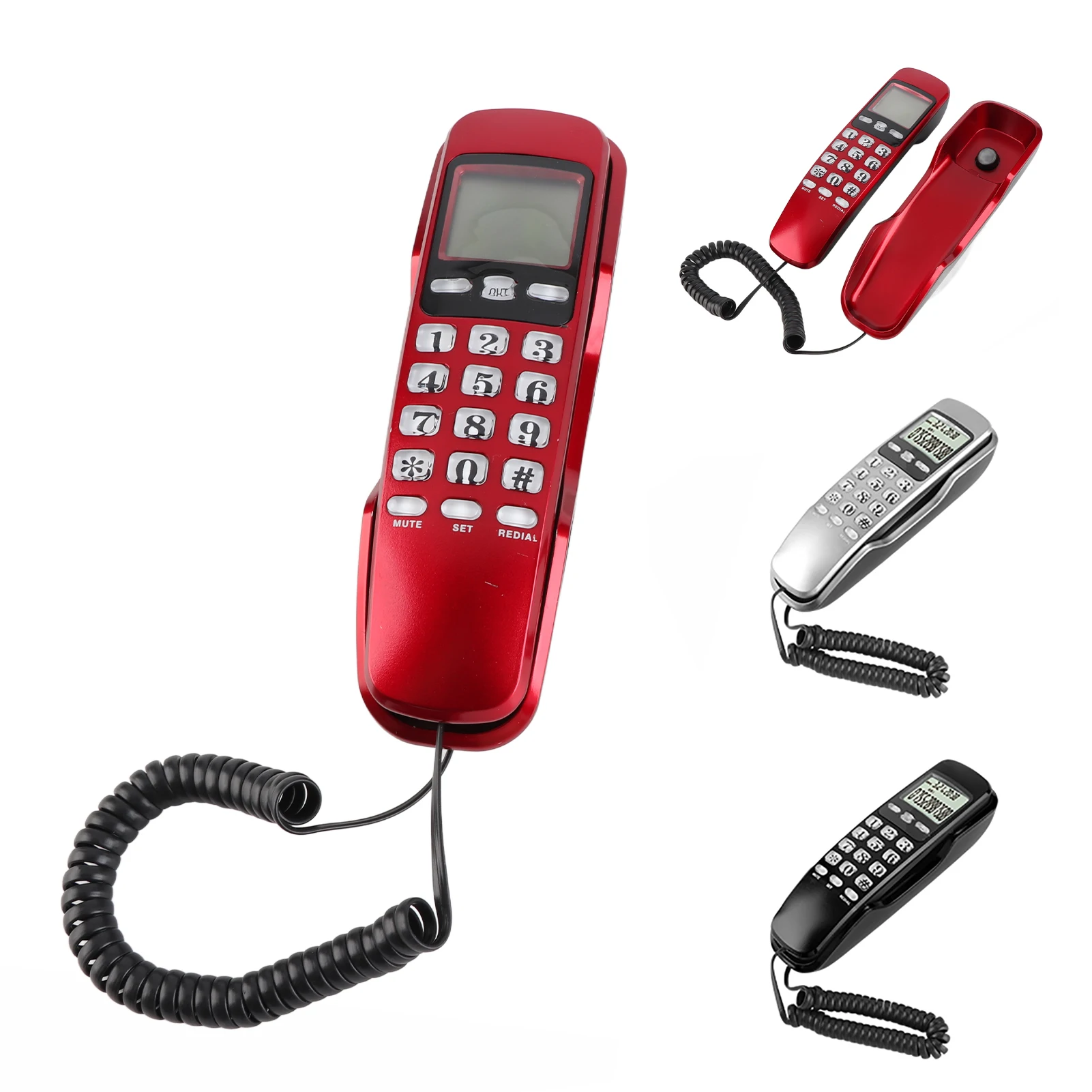 Heimtelefon Mini-Wandtelefon Home Hotel Eingehende Anrufer-ID LCD-Display Festnetztelefon Telefon Kabelgebundenes Telefon Image