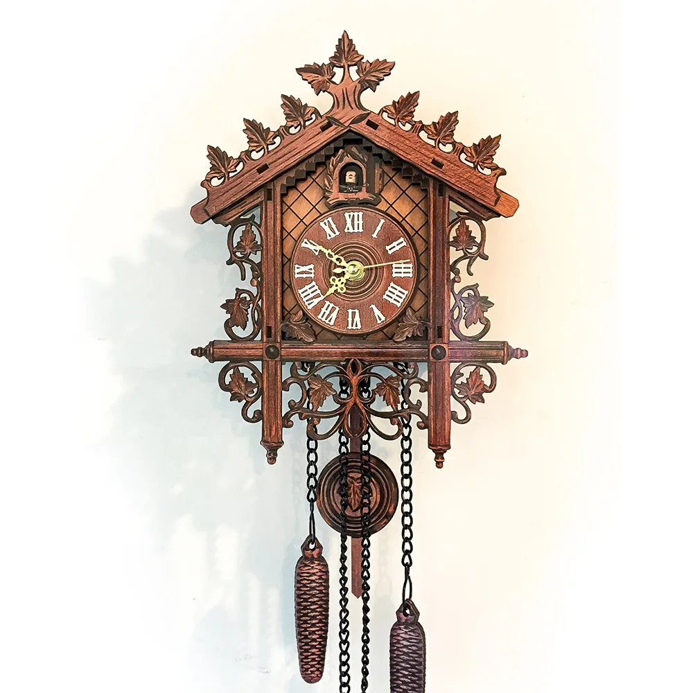 Vintage Kuckuck Uhr Wand handgefertigte Holz Wanduhr geräuschlos für Home Decor nordischen antiken Stil elektronische Wand Cuccu Uhr