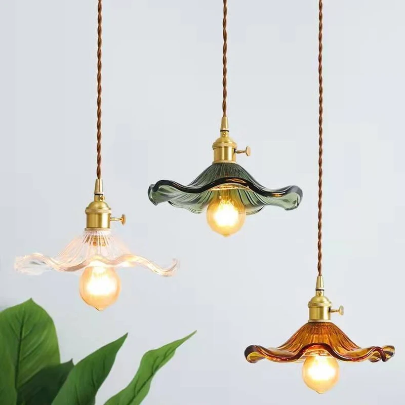 Home einfache LED Pendel leuchte Schlafzimmer Wohnzimmer Bar bunte Glas Kupfer Hängelampe Licht Edison Decke Kronleuchter deckenleuchte lampe wohnzimer pendelleuchte nachttischlampe lampen deko wohnzimmer küche