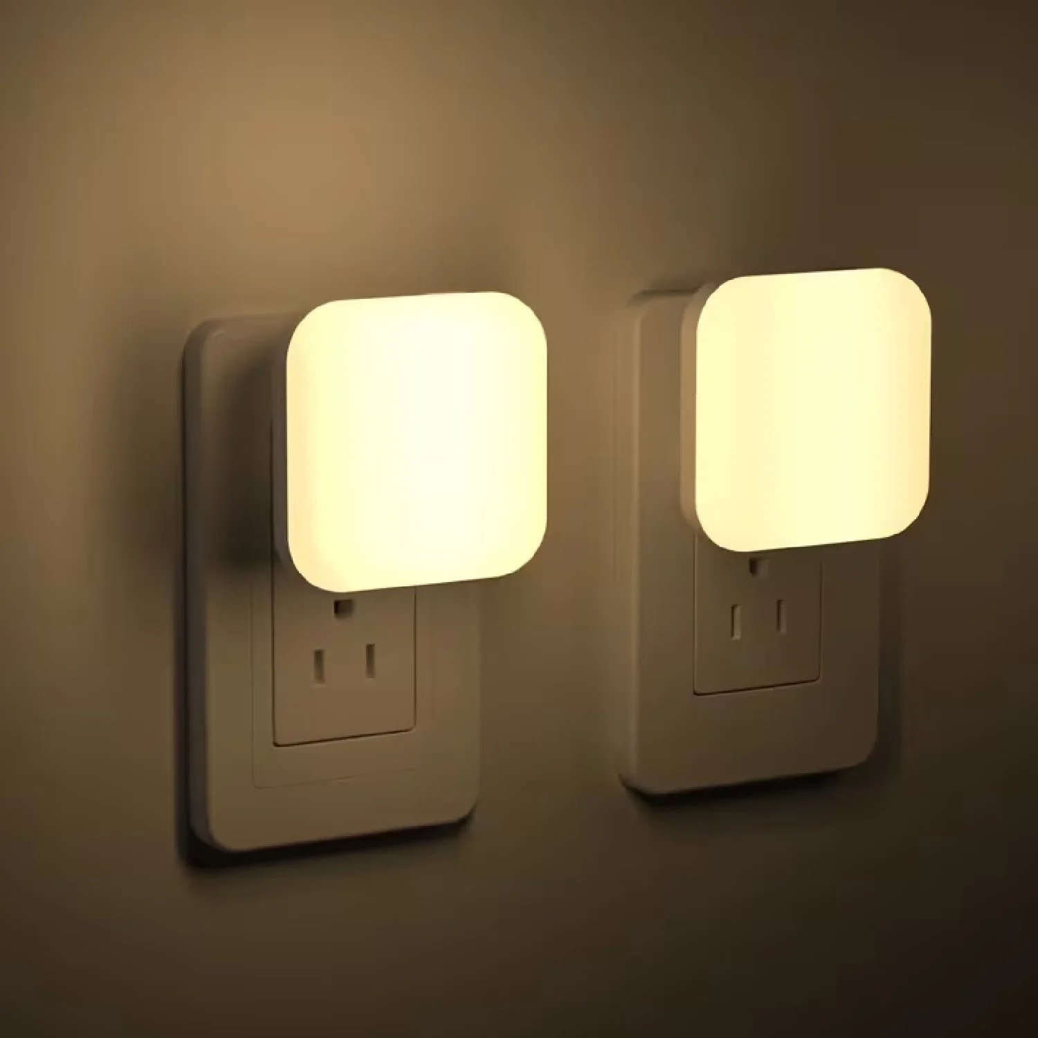 2 Stück dimmbare Nachtlicht-Stecker in die Wand, Lichtsensor-Nachtlicht-Stecker – einstellbare Helligkeit, Plug-in-Nachtlichter