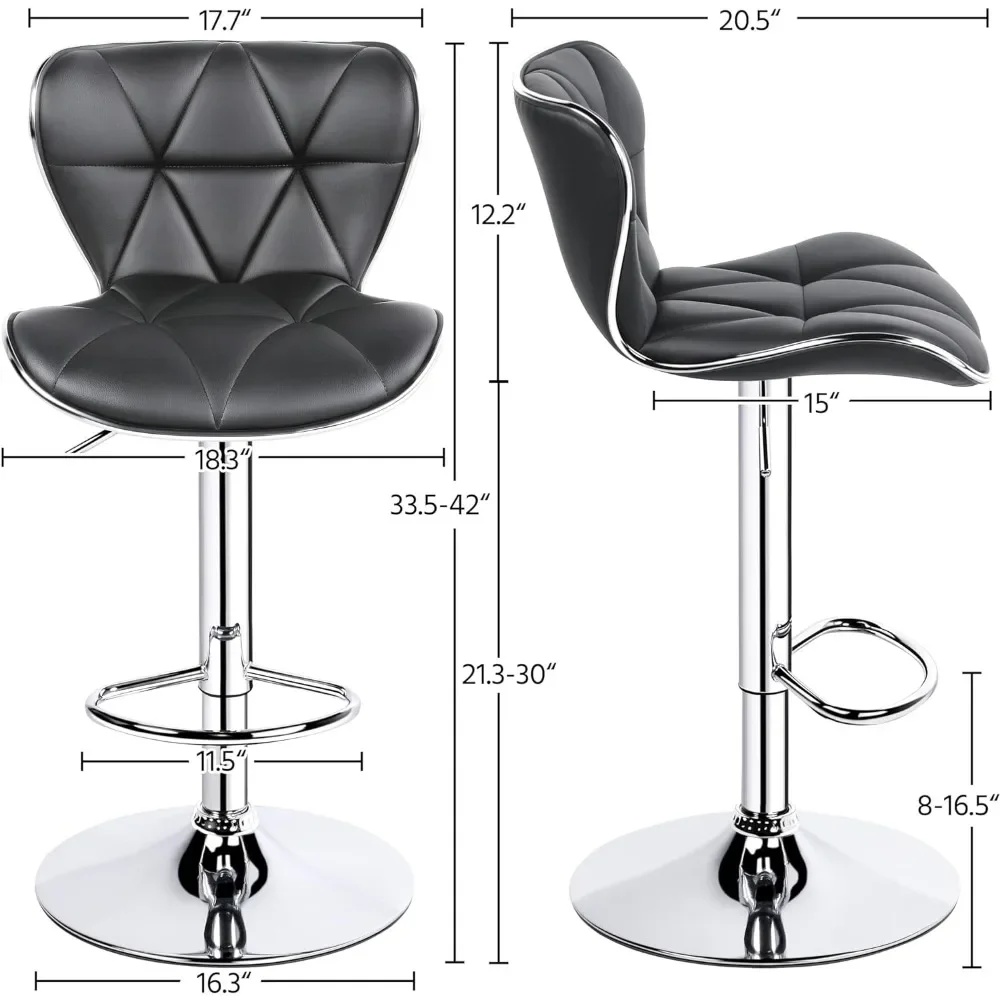 Stühle Verstellbarer Drehhocker aus PU-Leder StuhlL # Island Chairs Barhocker, 4er-Set, modische Bar