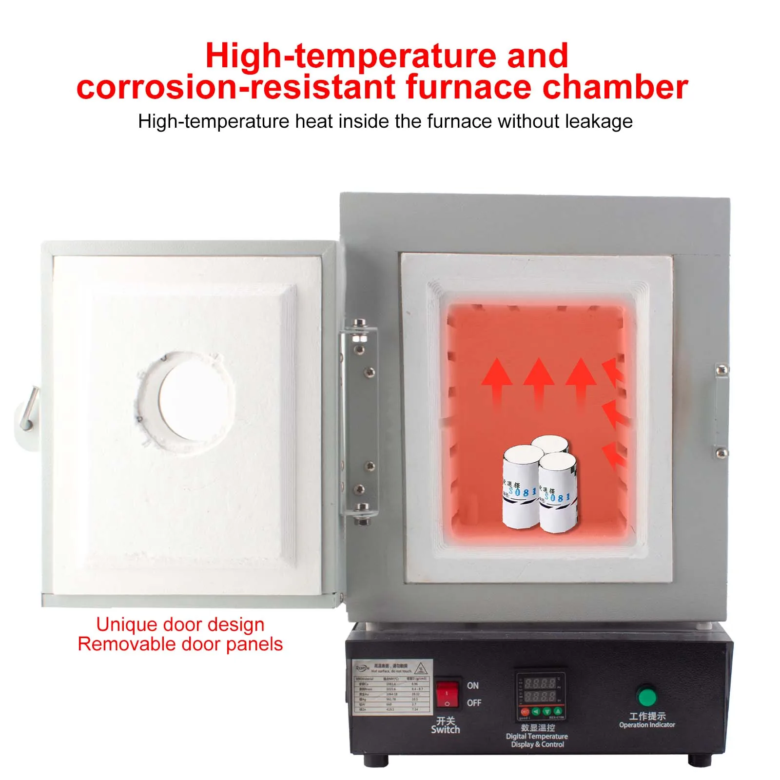 1150 ℃ Hochtemperatur-Muffelofen mit Beobachtungsfenster | 1750 W-Ofen mit konstanter Temperatur zum Gießen von Schmuckbelagungen Image