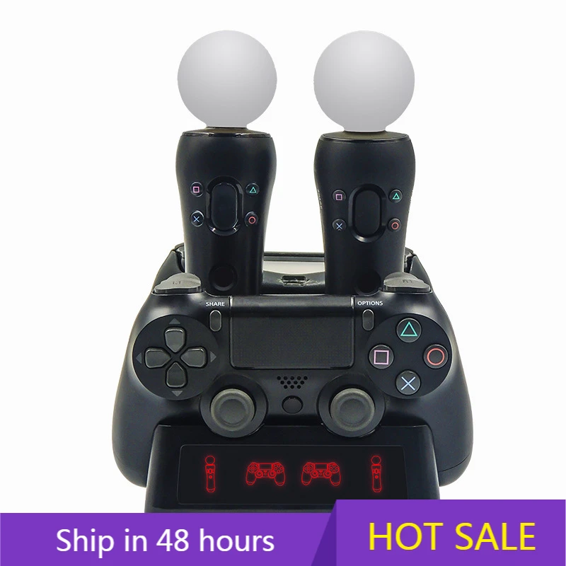 4-in-1-Controller-Ladestation für Playstation PS4 PSVR VR Move Quad-Ladegerät für PlayStation MOVE Controller Image