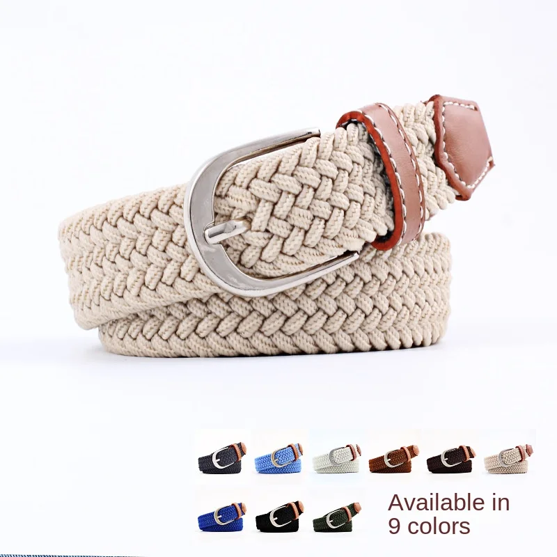 2,5 cm x cm Unisex verlängert elastisch gestrickt dünnen Gürtel Frauen Nadel knopf Leinwand Jeans Student Leinwand elastischen Gürtel für Frauen Image