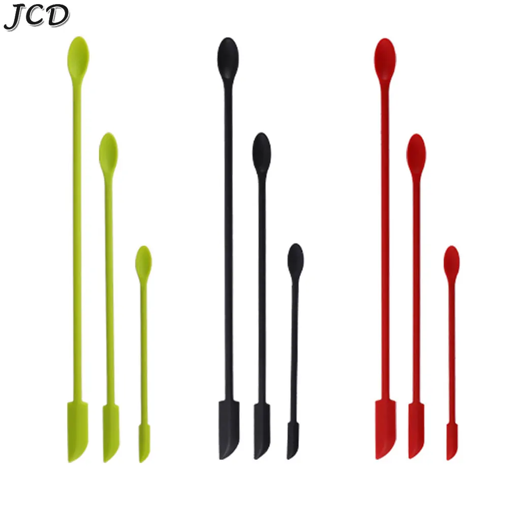 JCD 3 Stück Silikon-Cremespatel, kleine Make-up-Spatel für die Küche, Glasgefäß, Flasche, Schönheit, Kosmetik, Mini-Spatel, winziger Löffel