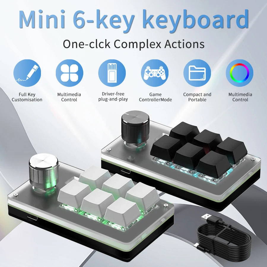 6 Tasten 1 Mini-Knopf RGB-Tastatur für Photoshop USB mechanische Tastatur Gamer Makro benutzerdefinierte Tastatur Gaming benutzerdefinierter Programmierknopf Image