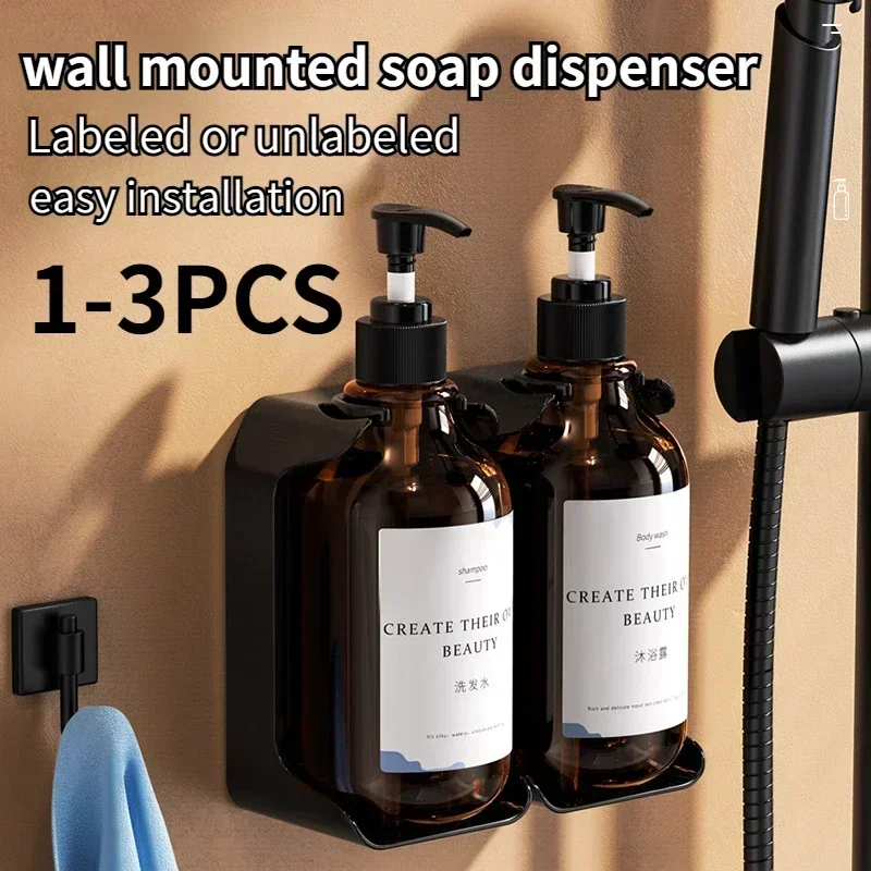 Hotel-Seifenspender-Set zur Wandmontage, nachfüllbar, kein Stanzen, Händedesinfektionsmittel, Shampoo, Spülung, Flaschenhalter für Duschwand