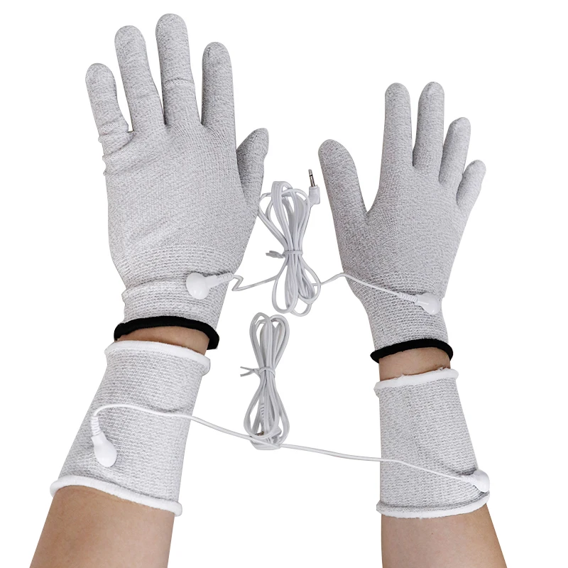 Zehner Physiotherapie Handschuhe Kabels ocken Hausschuhe leitfähige Silber faser Elektroden therapie Handschuh für ems Muskels timulator Image