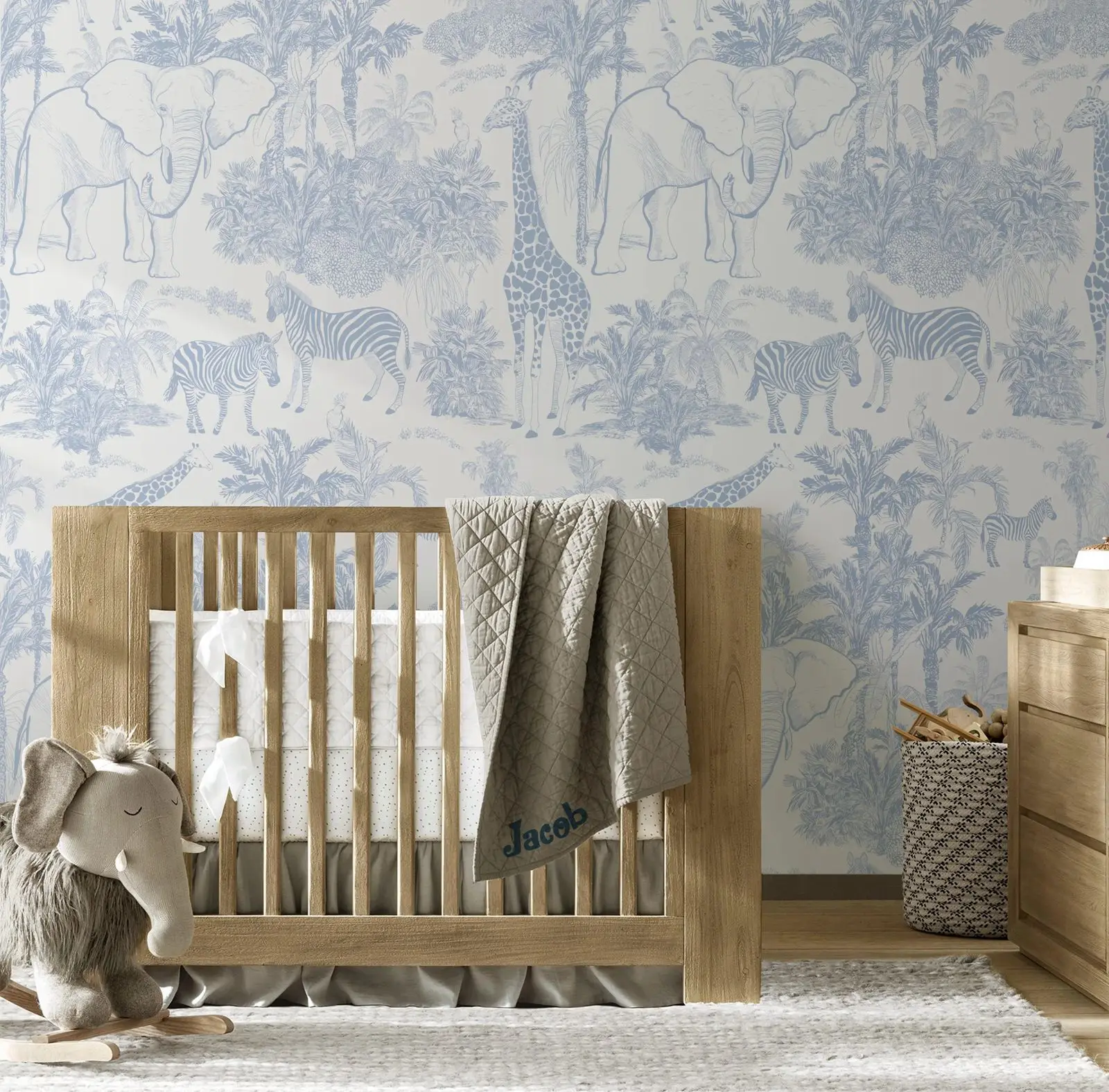 Selbstklebende Vintage-Tapete mit Safari-Tieren, abziehbare Tier-Wandmalerei für Kinderzimmer-Dekoration, oder traditionelle Vliestapete