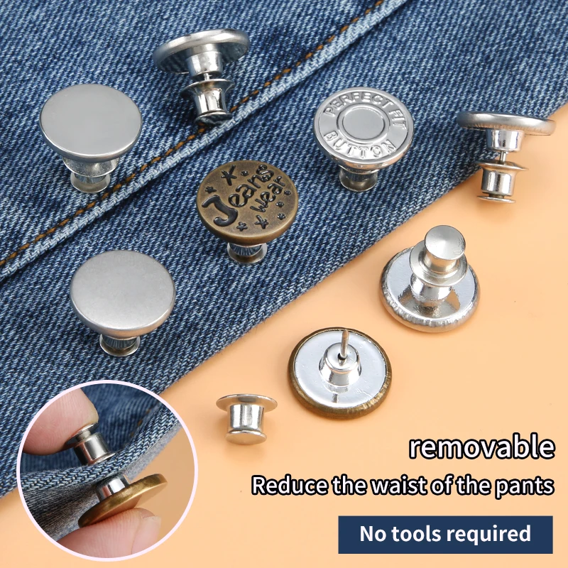 6PCS-Jeans Taille Knöpfe Nagel Kostenloser Einstellbare Taille Extender Knöpfe Abnehmbare Kleidung Hosen Taille Schnalle Image