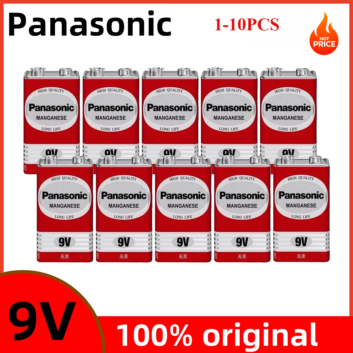 Panasonic 9V 6F22ND 6f22 Alkaline-Batterie für Alarmgeräte Drahtloses Mikrofon Quecksilberfrei Lange Lebensdauer Image