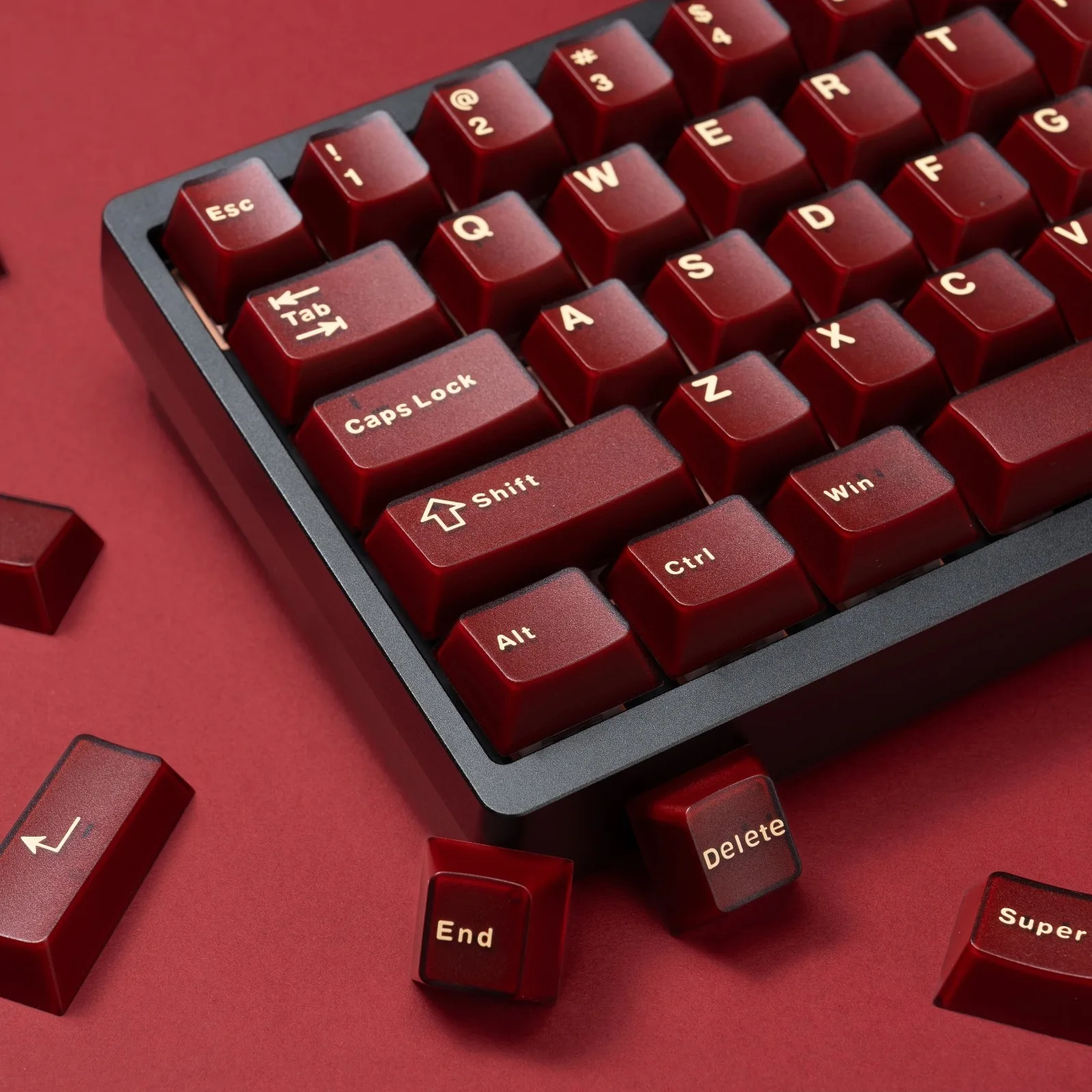 118 Tasten Pyga Red Double Shot Translucent Keycaps Cherry Profile Halbtransparente ABS-Tastenkappen für Cherry MX Switch Gamer-Tastatur Image