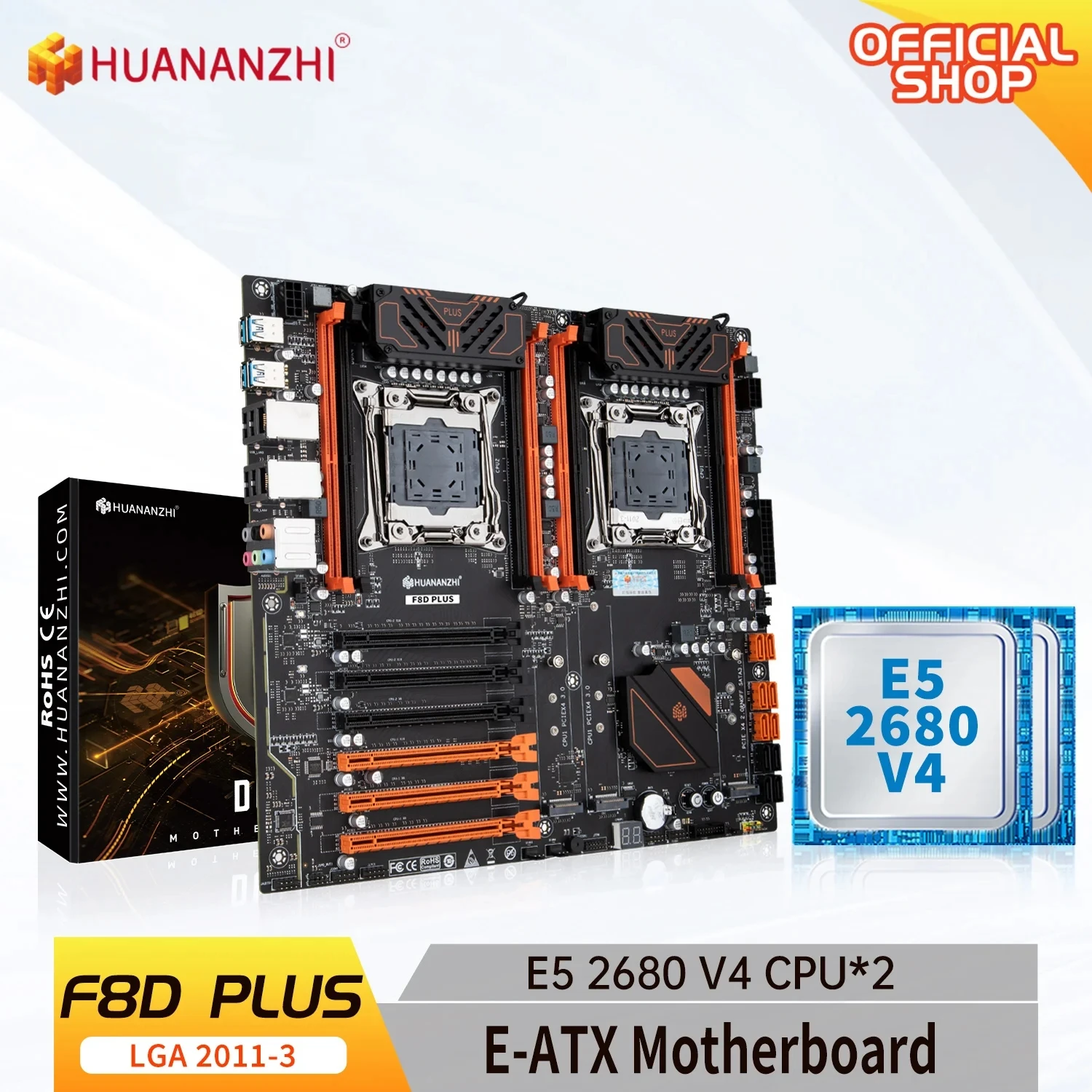 HUANANZHI X99 F8D PLUS LGA 2011-3 XEON X99 Motherboard mit Intel XEON E5 2680 V4 * 2 Combo Kit Set unterstützt DDR4 RECC NON-ECC RU Image