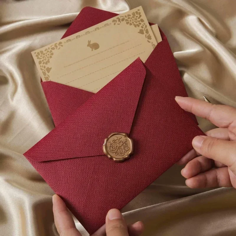 10 Stück Fensterumschläge für Briefe, DIY, handgefertigte Geschenkverpackung, Tasche, Hochzeit, Party, Einladungskartenhülle, Leinen-Textur-Umschläge Image