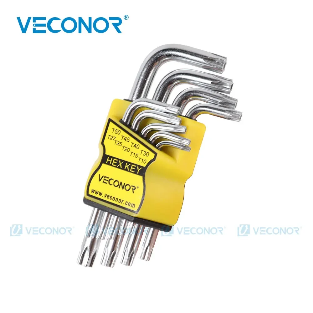 9 stücke gesetzt langlebig metrischen kurzen arm torx CRV schlüssel stern schraubenschlüssel werkzeug schraubendreher T10 T15 T20 T25 T27 T30 T40 T45 T50 Image