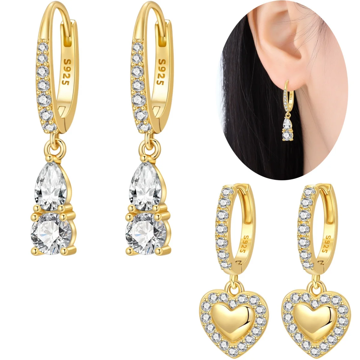 Orstarry 925 Sterling Silber 18 k Gold Elegante Wassertropfen Ohrringe Frauen Ohrringe Fashion Party Original Schmuck Geschenke