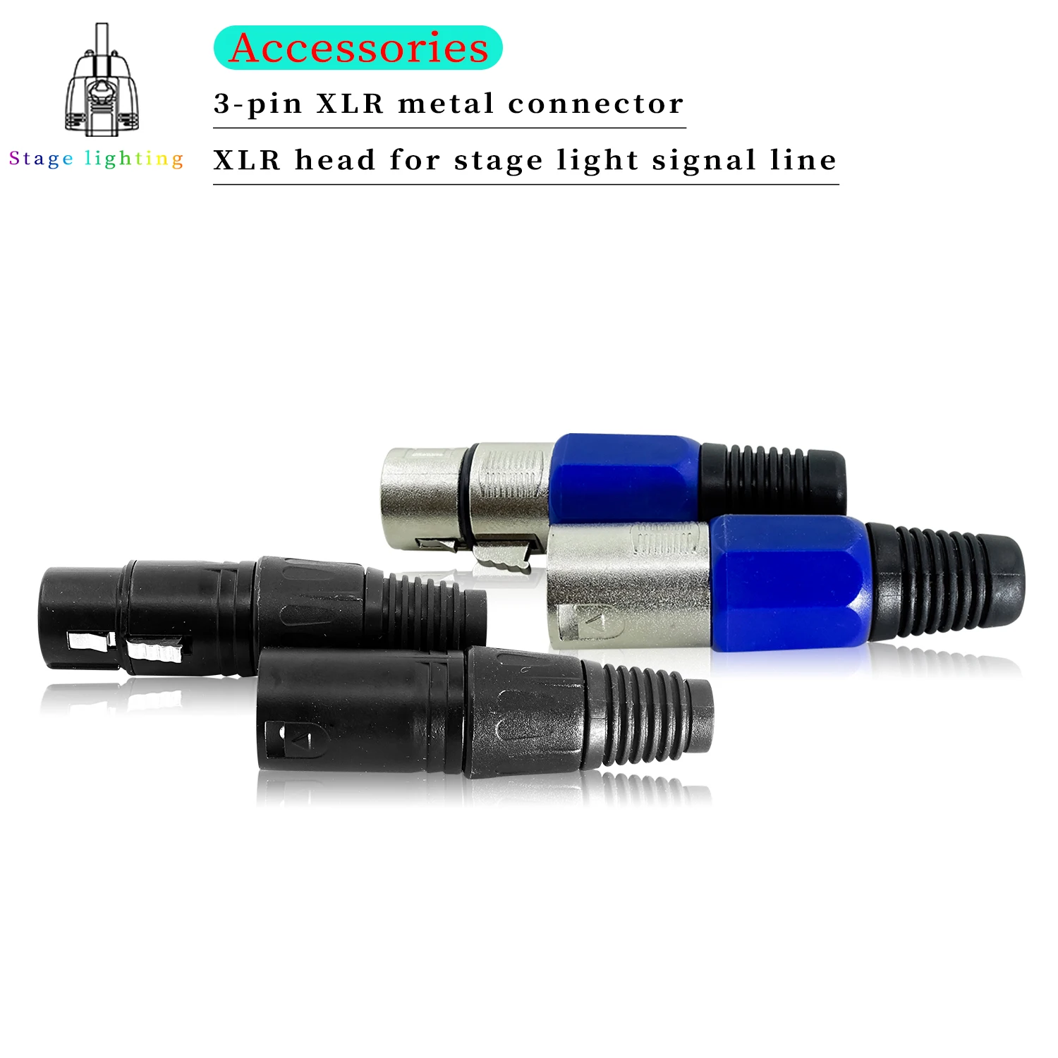 3-PIN XLR Metall Stecker Bühne Licht Zubehör DMX Kabel Mikrofon Kabel Audio Kabel Stecker Image