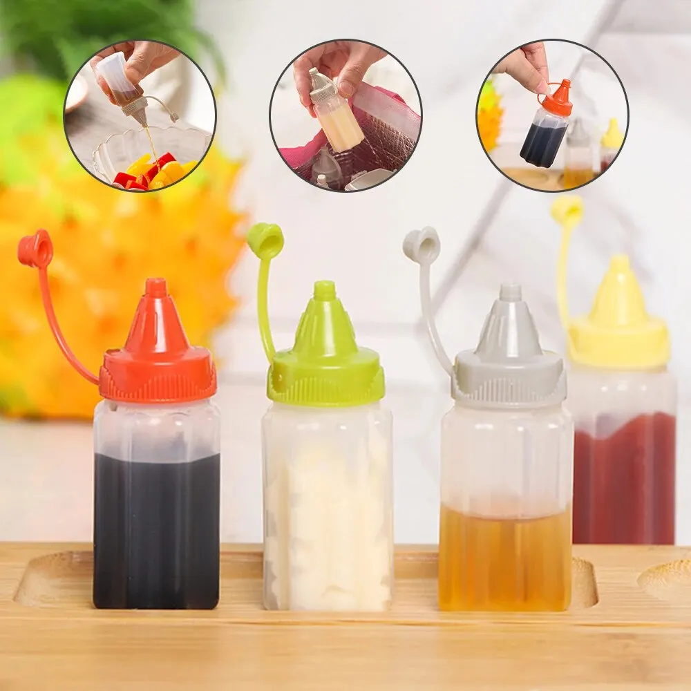 4 Stück Küche Haushalts sauce Essig Quetsch flasche tragbare Outdoor-Grill Picknick Fest flasche Küche Zubehör kleines Werkzeug Image