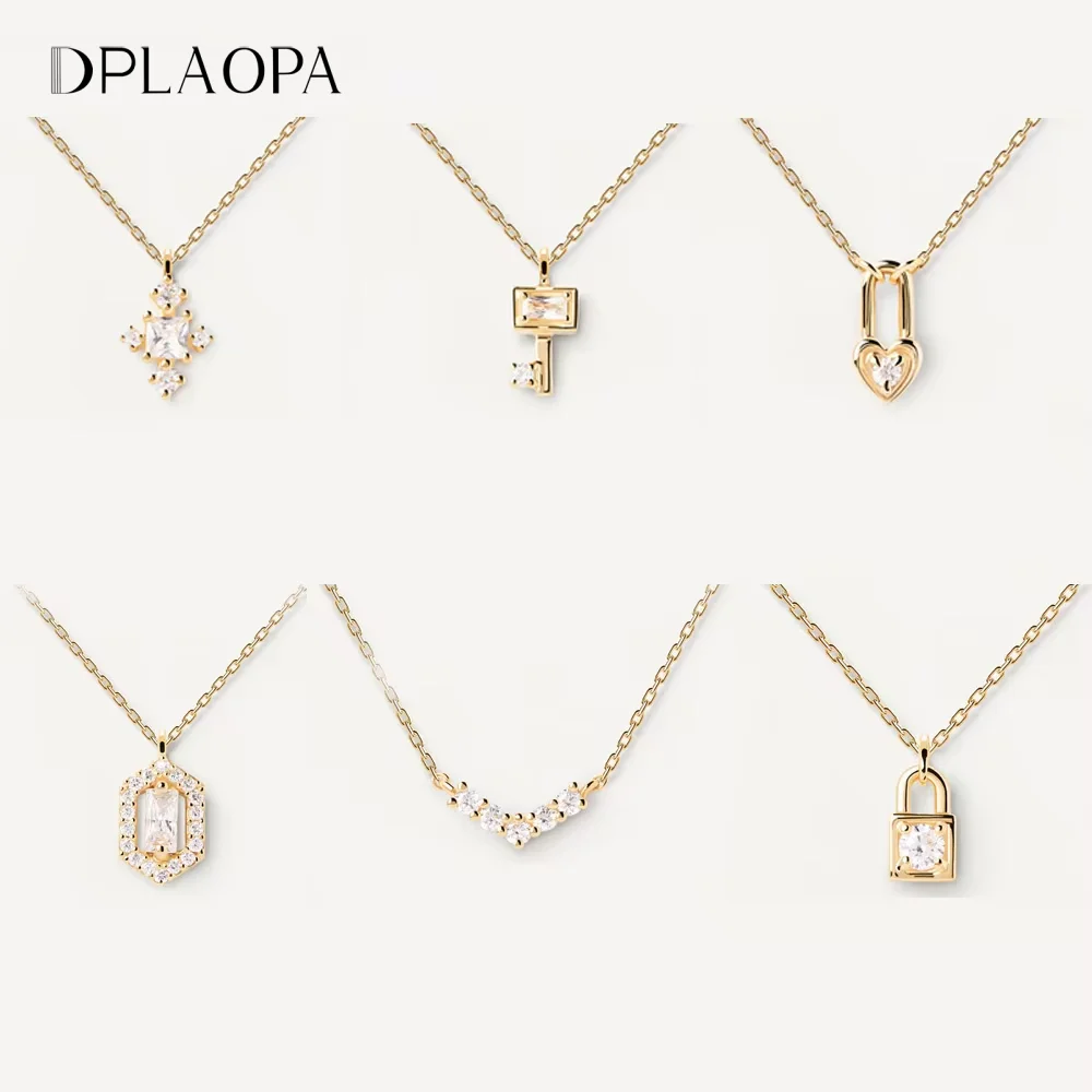 DPLAOPA 925 Sterling Silber Gold Kreuz Liebe Spind Anhänger Lange Kette Winzige Kleine Frauen Luxus Edlen Schmuck Rock Punk