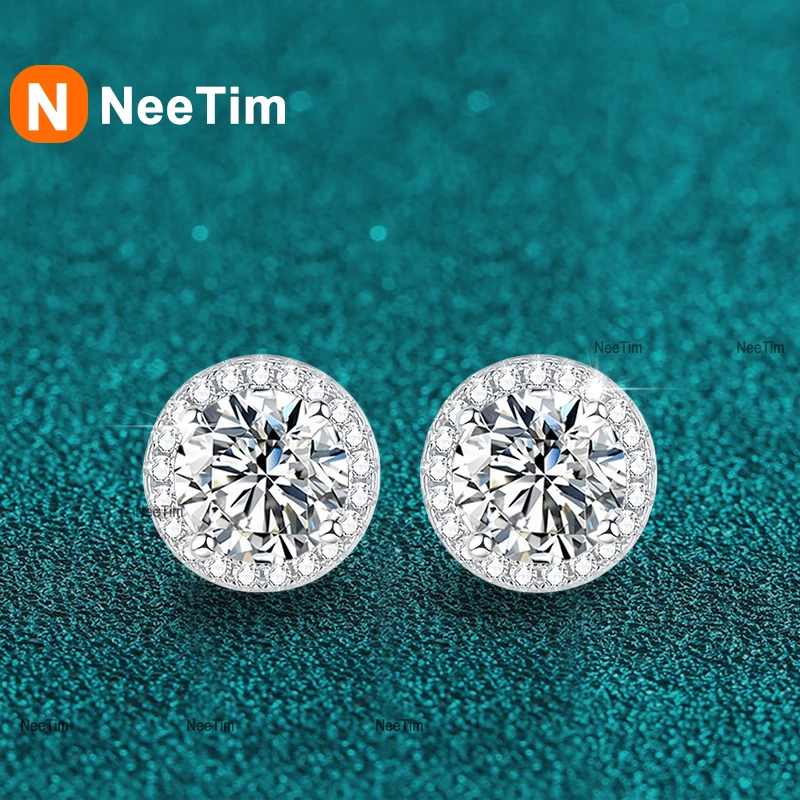 NeeTim 0,5-2CT Moissanit Ohrstecker für Frauen Funkelnder Labordiamant Sterling Silber S925 Hochzeit Schmuck Zertifiziert Image