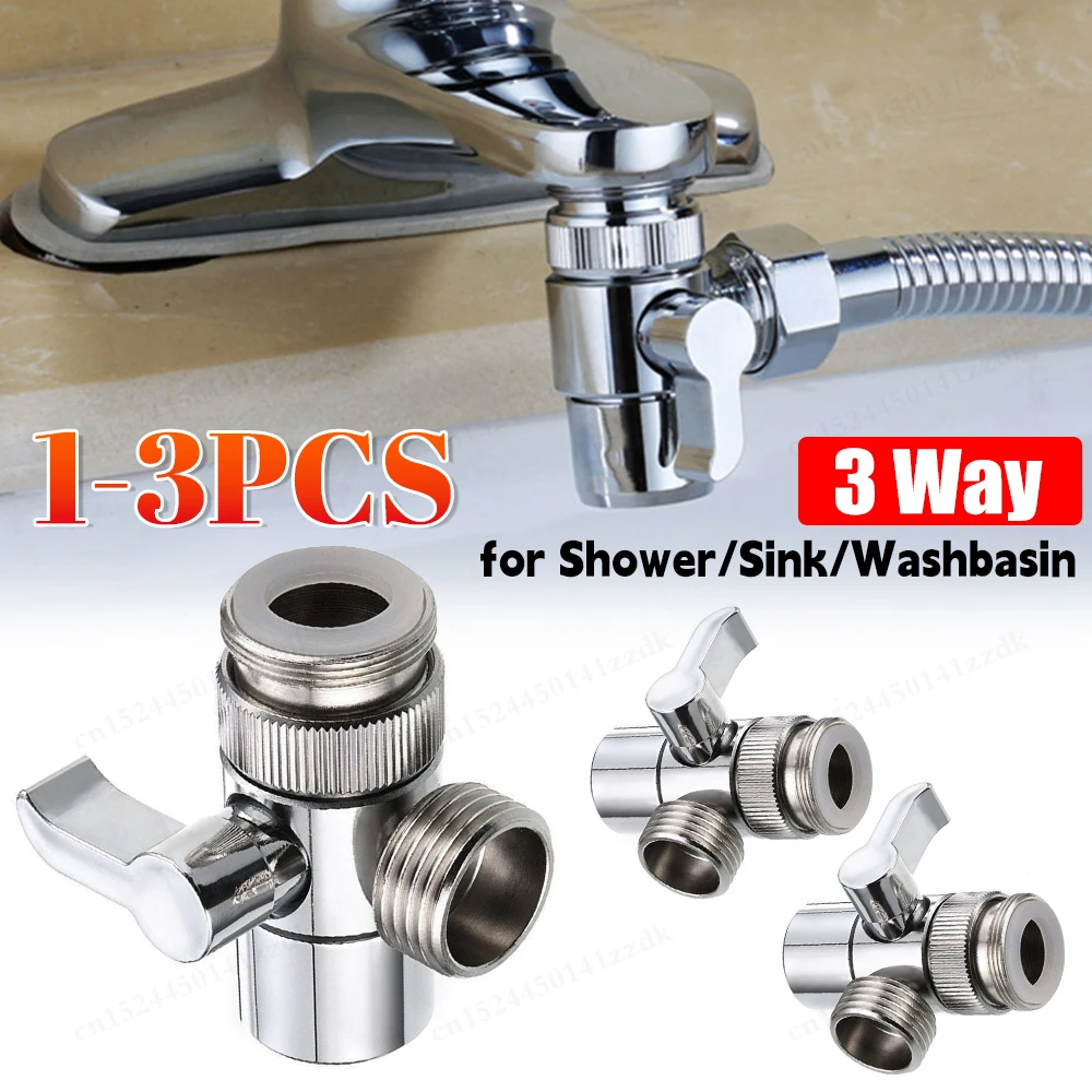 1-3PCS 3-weg Waschbecken Wasserhahn Splitter Umsteller Zink-legierung Ventil Stecker Wc Wasserhahn Adapter Küche bad Waschbecken Showe