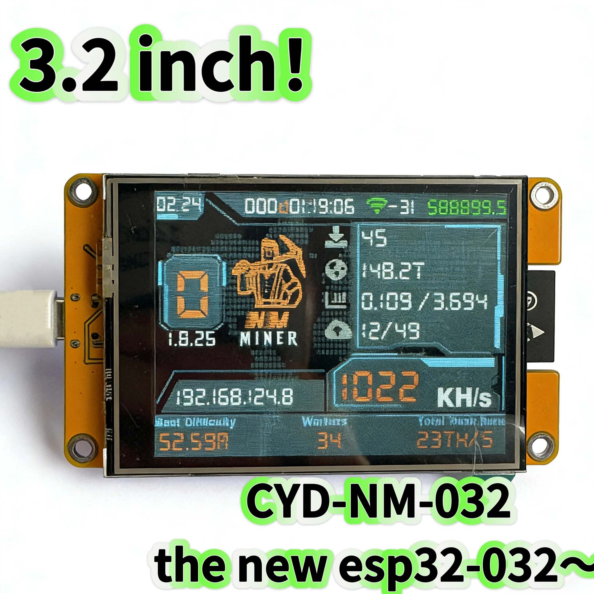 NMMiner NerdMiner V2 Hashrate Lucky Miner ESP32 3,2 Zoll Smart Display Crypto Solo Lottery 960KH/s Bitcoin ESP32-032 Board Image