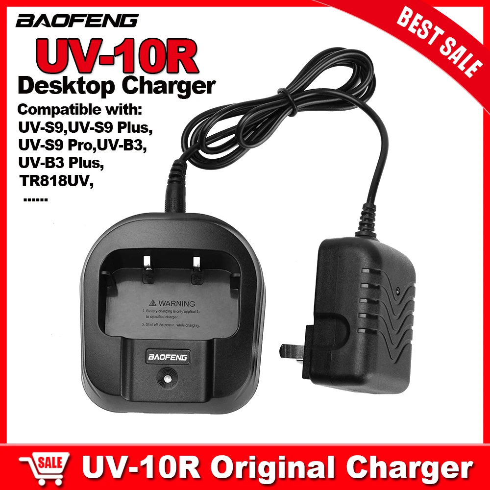 Baofeng UV-10R Desktop-Ladegerät, Original-Ladestation mit EU/US/AUS/UK/CAR/USB-Adapter, passend für UV10R UV-S9-Serie, Funkgeräte Image