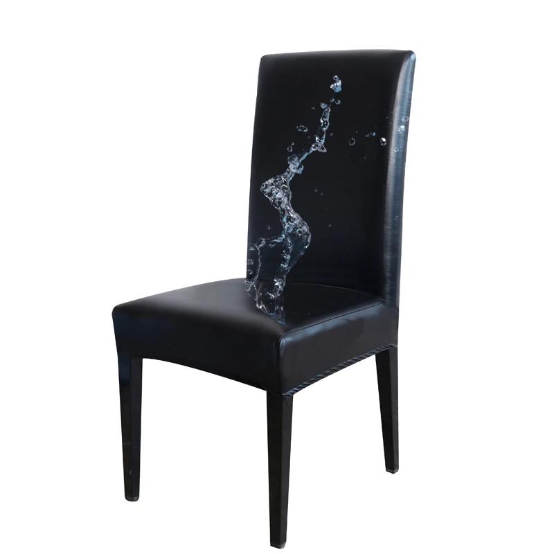 PU Leder Stoff einfarbig Stuhlbezug wasserdicht Esszimmer Sitz Stuhlhussen Hotel Bankett Hochzeit Sitzbezüge Stuhlschutz Image