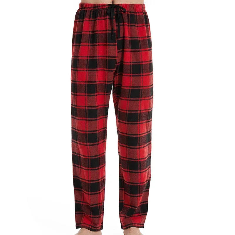 Modische, lässige, karierte, rot karierte Pyjamahose, neue Herren-Pyjama mit Karomuster, weiche und bequeme Hose mit elastischem Bund Image