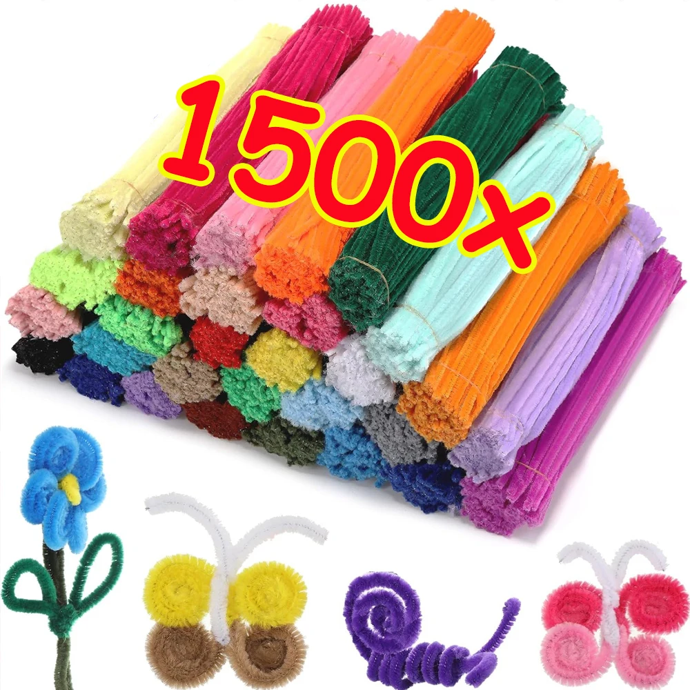 1500–100 Stück mehrfarbige Bastel-Pfeifenreiniger, Chenille-Stiele, Plüsch-Stick, DIY-Drehsticks für Kinder, Kunsthandwerk, Dekoration Image